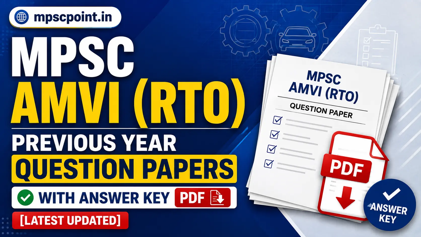 AMVI RTO question paper with answer key